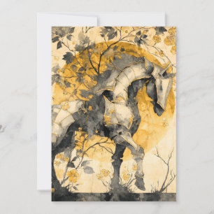 Cartes Pour Fêtes Annuelles Esprit Botanique Vintage Cheval Blanc Fleurs Vigne