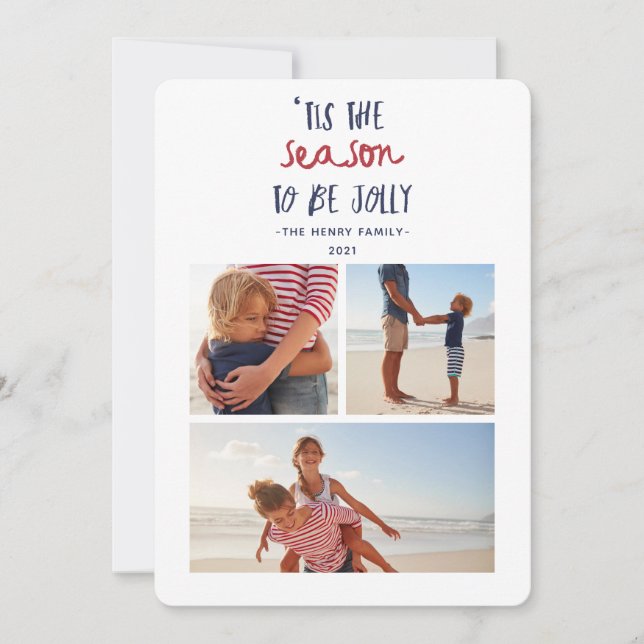 Cartes Pour Fêtes Annuelles 'est la saison trois photo famille noël (Devant)