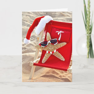 Cartes Pour Fêtes Annuelles Éstarfish de Noël en Bikini et lunettes de soleil