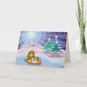 Cartes Pour Fêtes Annuelles Et le Lion Posera Avec L'Agneau