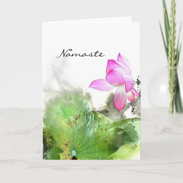 Cartes Pour Fêtes Annuelles ÉTANG LOTUS l art de peinture de brosse de Chinois (Devant)