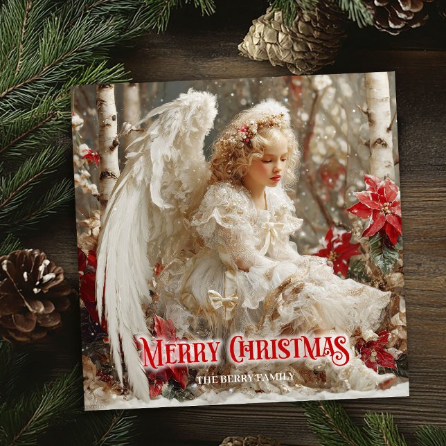 Cartes Pour Fêtes Annuelles Ethereal angelic angel red gold festive shining  (Ethereal angelic angel red gold festive shining card)