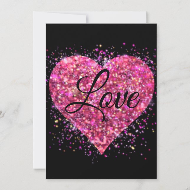 Cartes Pour Fêtes Annuelles Étincelle rose parties scintillant coeur amour (Devant)