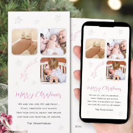 Cartes Pour Fêtes Annuelles Étoile bébé premier photo Noël rose dessinée à la 