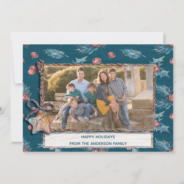 Cartes Pour Fêtes Annuelles Étoile de baie rustique de vacances de Noël Photo  (Devant)