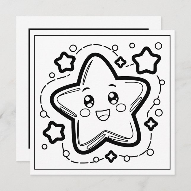 Cartes Pour Fêtes Annuelles Étoile de couleur de Noël festive (Devant / Derrière)