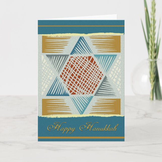Cartes Pour Fêtes Annuelles Étoile de David Boodcut-Hanoukka (Devant)