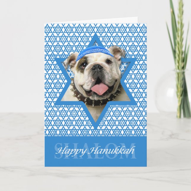 Cartes Pour Fêtes Annuelles Étoile de David de Hanoukka - bouledogue (Devant)