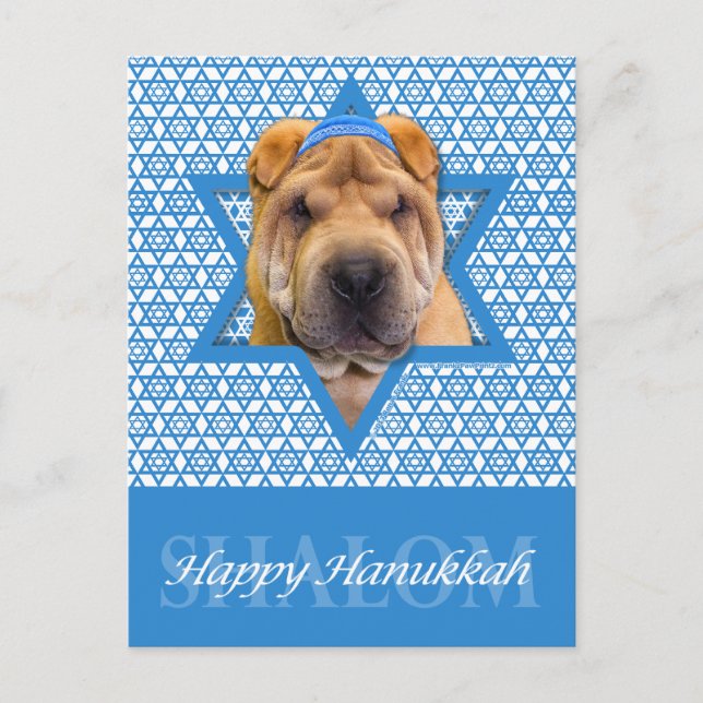 Cartes Pour Fêtes Annuelles Étoile de David de Hanoukka - Chinoise Shar Pei (Devant)
