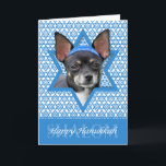 Cartes Pour Fêtes Annuelles Étoile de David de Hanoukka - chiwawa<br><div class="desc">Ce qui pourrait faire dire Hanoukka heureux plus d'amusement qu'ayant ce chien de chiwawa porter un Yamaka entouré par l'étoile de David. Cette conception lunatique de vacances sera sûre d'enchanter vos amis et famille aussi bien que d'autres amoureux de les chiens. Cette conception est disponible dans plus de 100 Races...</div>