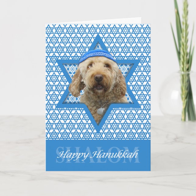 Cartes Pour Fêtes Annuelles Étoile de David de Hanoukka - GoldenDoodle (Devant)