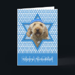 Cartes Pour Fêtes Annuelles Étoile de David de Hanoukka - GoldenDoodle<br><div class="desc">Ce qui pourrait faire dire Hanoukka heureux plus d'amusement qu'ayant ce chien de GoldenDoodle porter un Yamaka entouré par l'étoile de David. Cette conception lunatique de vacances sera sûre d'enchanter vos amis et famille aussi bien que d'autres amoureux de les chiens. Cette conception est disponible dans plus de 100 Races...</div>