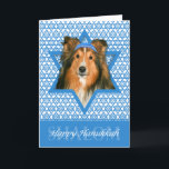 Cartes Pour Fêtes Annuelles Étoile de David de Hanoukka - Sheltie<br><div class="desc">Ce qui pourrait faire dire Hanoukka heureux plus d'amusement qu'ayant ce chien de Sheltie porter un Yamaka entouré par l'étoile de David. Cette conception lunatique de vacances sera sûre d'enchanter vos amis et famille aussi bien que d'autres amoureux des animaux. Cette conception est disponible dans plus de 100 Races de...</div>