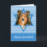 Cartes Pour Fêtes Annuelles Étoile de David de Hanoukka - Sheltie<br><div class="desc">Ce qui pourrait faire dire Hanoukka heureux plus d'amusement qu'ayant ce chien de Sheltie porter un Yamaka entouré par l'étoile de David. Cette conception lunatique de vacances sera sûre d'enchanter vos amis et famille aussi bien que d'autres amoureux des animaux. Cette conception est disponible dans plus de 100 Races de...</div>
