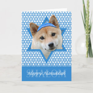 Cartes Pour Fêtes Annuelles Étoile de David de Hanoukka - Shiba Inu