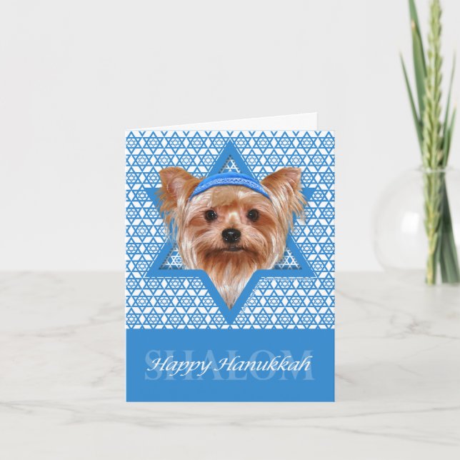 Cartes Pour Fêtes Annuelles Étoile de David de Hanoukka - Yorkshire Terrier (Devant)