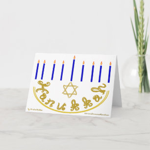 Cartes Pour Fêtes Annuelles Étoile de David en toile d'or Menorah Hanukkah