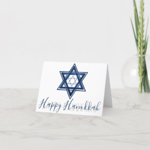 Cartes Pour Fêtes Annuelles Étoile de David   Joyeux Hanukka Bleu Classique Mo