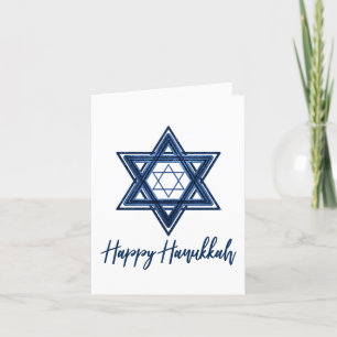 Cartes Pour Fêtes Annuelles Étoile de David Joyeux Hanukkah Moderne Bleu Cla