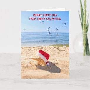 Cartes Pour Fêtes Annuelles Étoile de mer Père Noël dans le sable