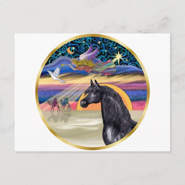 Cartes Pour Fêtes Annuelles Étoile de Noël - Cheval de l'Arabe Noir (Devant)