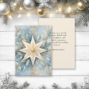 Cartes Pour Fêtes Annuelles Étoile de Noël en or vintage bleu