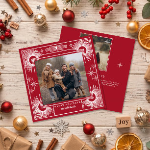 Cartes Pour Fêtes Annuelles Étoile de Noël Photo Joyeuses Fêtes Rouge
