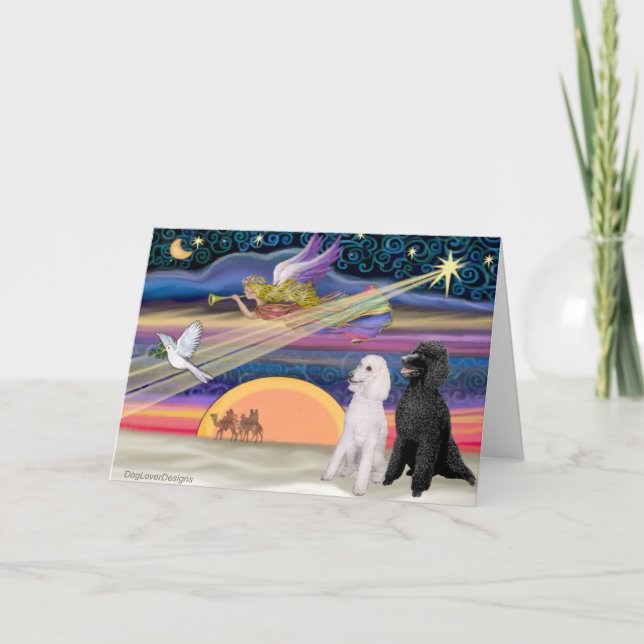 Cartes Pour Fêtes Annuelles Étoile de Noël - Poodles (deux standard) - (Devant)