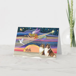 Cartes Pour Fêtes Annuelles Étoile de Noël - Shelties (2 Sable)