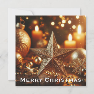 Cartes Pour Fêtes Annuelles Étoile dorée de Noël dans la nuit brillante