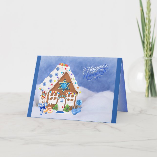 Cartes Pour Fêtes Annuelles Étoile Hanoukka moderne de David Gingerbread House (Devant)