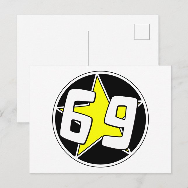 Cartes Pour Fêtes Annuelles Étoile jaune 69 (Devant / Derrière)