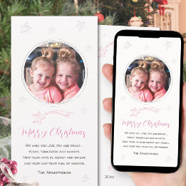 Cartes Pour Fêtes Annuelles Étoile Rose Dessinée à la Main Photo de Noël Rond