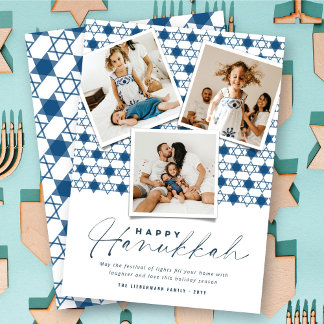 Cartes Pour Fêtes Annuelles Etoiles Bleues De La Marine Géométrique De David H