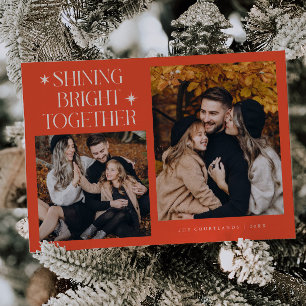 Cartes Pour Fêtes Annuelles Étoiles Brillantes Rétro Rouge Multi Photo Fêtes