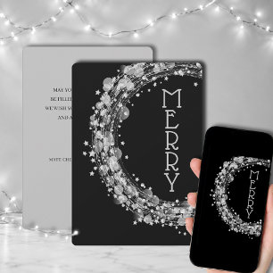 Cartes Pour Fêtes Annuelles Étoiles d'argent sur Noir Noël non photo