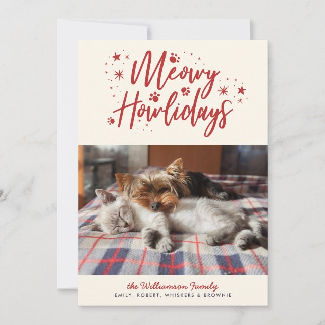 Cartes Pour Fêtes Annuelles Étoiles de neige Meowlidays Animaux de compagnie P (Devant)