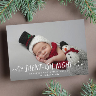 Cartes Pour Fêtes Annuelles Étoiles de nuit silencieuses Pleine photo Bébé Noë