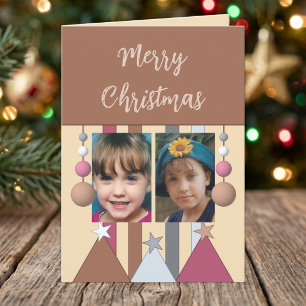 Cartes Pour Fêtes Annuelles Étoiles et boules de Noël photos marron