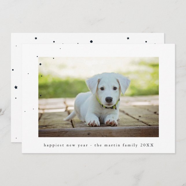 Cartes Pour Fêtes Annuelles Étoiles et photo de nouvelle année de points (Devant / Derrière)