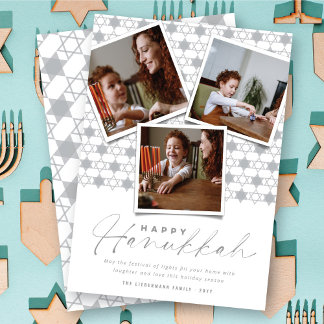 Cartes Pour Fêtes Annuelles Étoiles Géométriques En Argent De David Hanoukka 3
