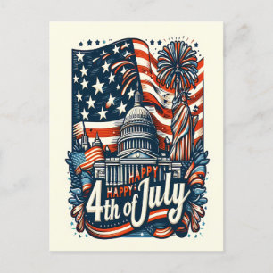 Cartes Pour Fêtes Annuelles Étoiles, Grèves, Liberty Happy 4 juillet