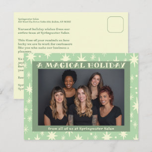 Cartes Pour Fêtes Annuelles Étoiles Joyeuses Noël Vert Entreprise Personnalisé