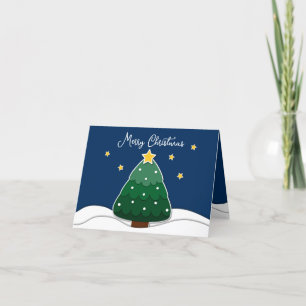 Cartes Pour Fêtes Annuelles Étoiles minimalistes simples et sapin de Noël neig