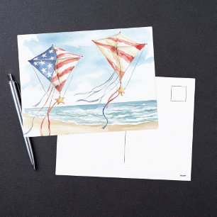 Cartes Pour Fêtes Annuelles Étoiles patriotiques aquarelles bandes cerfs-volan