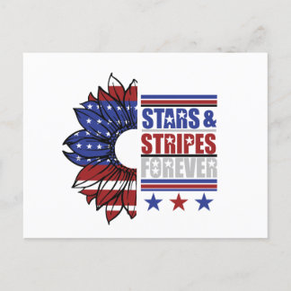 Cartes Pour Fêtes Annuelles étoiles rayures éternellement mot art Patriotique