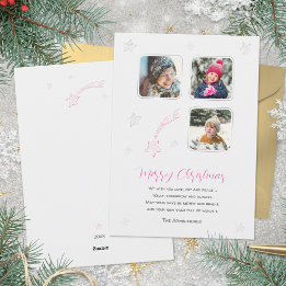 Cartes Pour Fêtes Annuelles Étoiles roses dessinées à la main Famille 3 Photo 