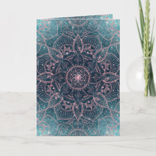 Cartes Pour Fêtes Annuelles Étoiles Roses Gold Mandala Blue Nebula