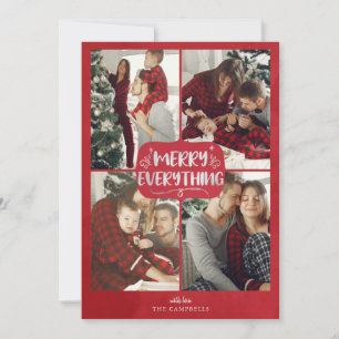 Cartes Pour Fêtes Annuelles Étoiles Rouges et Argentées Joyeux Tout Photo Mult