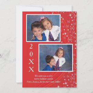Cartes Pour Fêtes Annuelles Étoiles rouges et blanches de la saison des fêtes